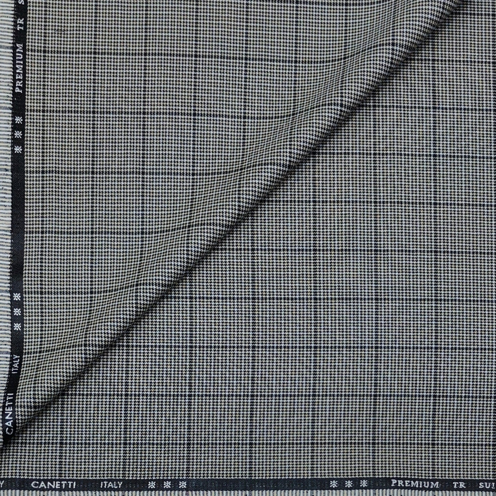 Trouser Fabric Canetti Italy Luxury TR Broad Check With Zigzag Colour Black N Brown